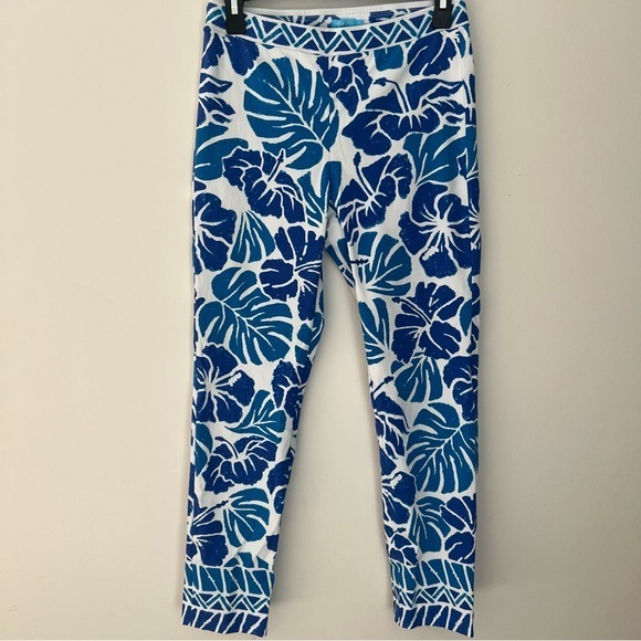 J. McLaughlin Pants - J. McLaughlin Women Size 4 Blue Tropical Print Trouser Pants